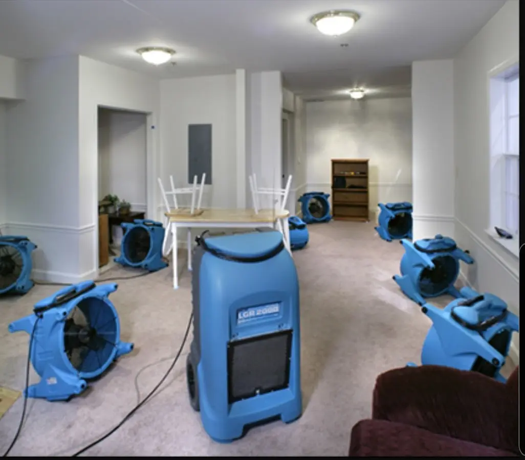 Air movers and dehumidifier setup for Water Extraction & Removal in Springdale