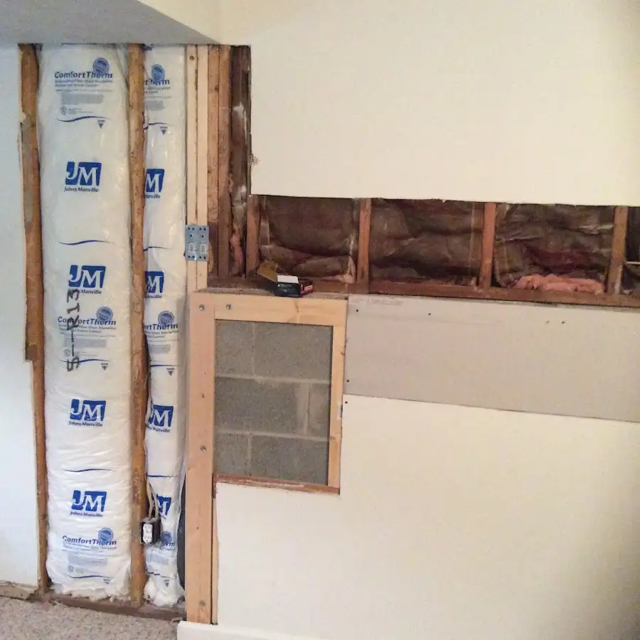 Wall insulation replacement during Basement Flood Cleanup in Springdale
